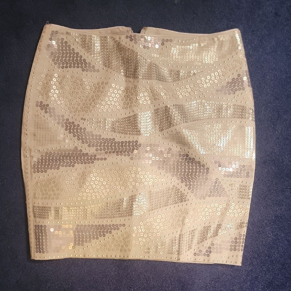 White House Black Market Silver/gray Sequin Pencil Skirt Sz 6